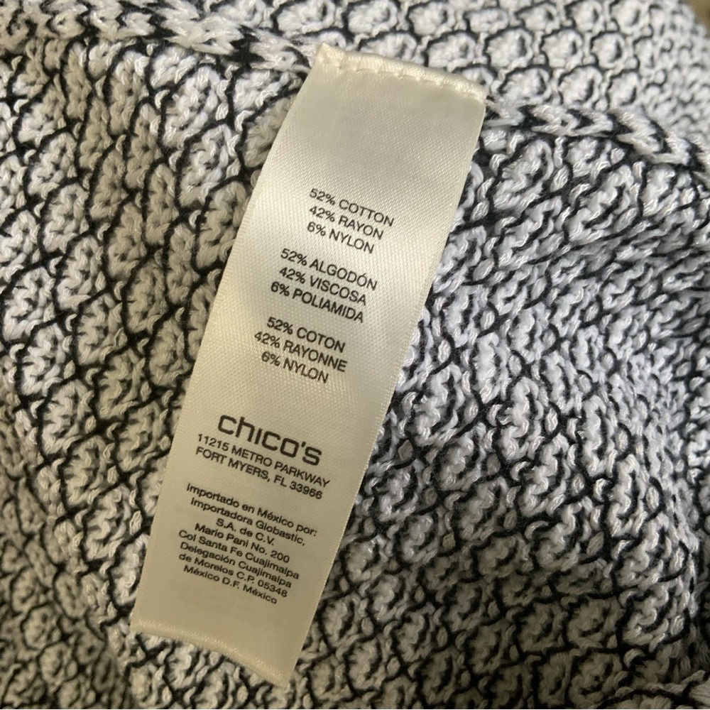 Chico’s Mesmerizing Mesh Aimee 3/4 Cardigan Fashion Black. Size 3. (NWT). - Picture 5 of 6